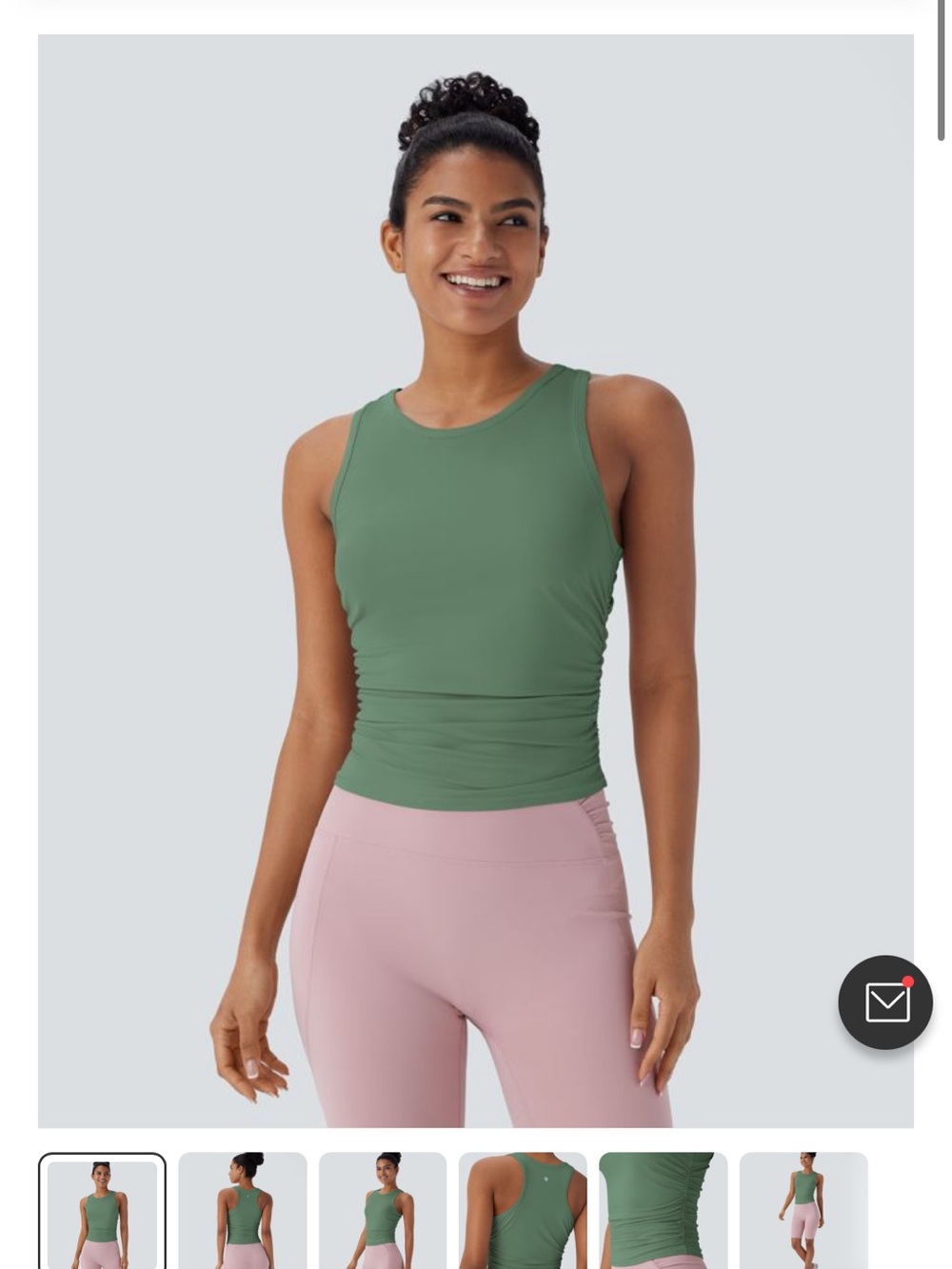 Halara Round Neck Racerback Ruched Yoga Tank Top